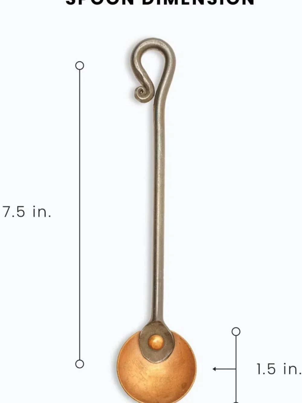 Antique Rustic Copper & Steel Coffee Scoop | 2 Tsp Food Grade Metal Spoon